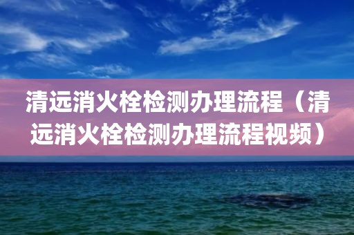 清远消火栓检测办理流程（清远消火栓检测办理流程视频）